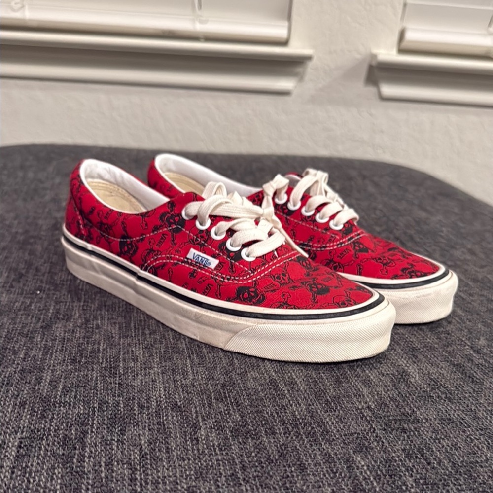Vans Red and Black Patterned Sneakers